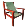 Wood &amp; fabric armchair 1960s