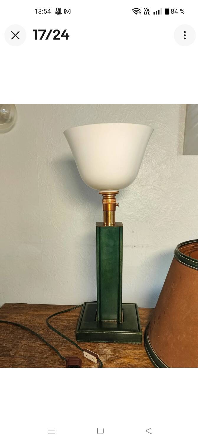 Lampe Art Déco Attribuée à Paul Dupré Lafon / Cuir Se killier et Parch