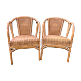 Paire de fauteuils en rotin