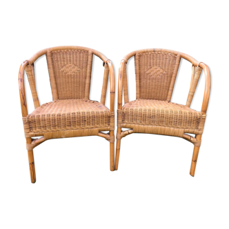 Pair of rattan armchairs
