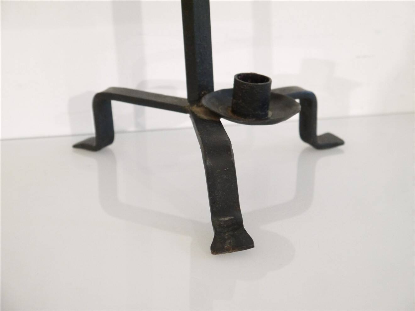 Brutalist hammered iron candle holder 1950