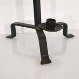 Brutalist hammered iron candle holder 1950