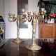 Paire de grands chandeliers 4 branches en bronze doré
