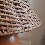 Ball lamp in walnut wood and wicker
