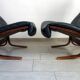 Pair of leather Siesta armchairs by Ingmar Relling for Westnofa, 1970s