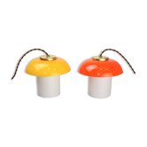 Suspensions champignon en verre et laiton du milieu du siècle, ensemble de 2