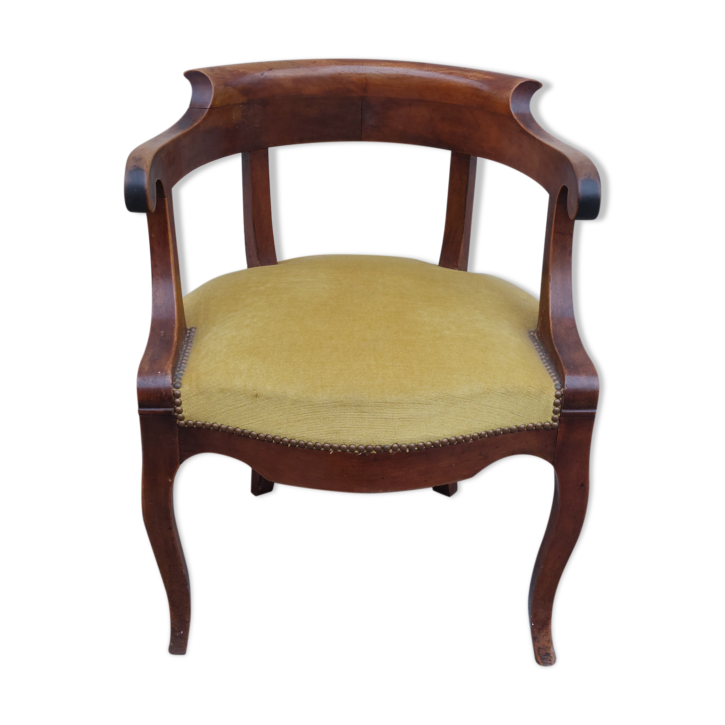 Louis Philippe office armchair in solid walnut