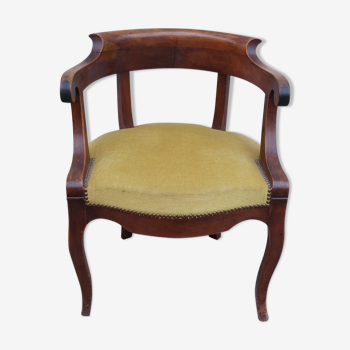Louis Philippe office armchair in solid walnut