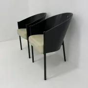 Postmodern set of 2 leather chairs  Italy, 1980