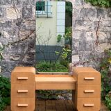 Art Deco dressing table in raw oak produced by Tatra Nabytok Czechoslovakia 1950