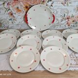 Dessert service 11 pieces in beige Bavaria porcelain with small orange flowers