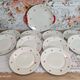 Dessert service 11 pieces in beige Bavaria porcelain with small orange flowers