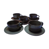 5 Tasses avec soucoupes en grès