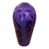 Vase d’art américain signé Kelsey Murphy – Pilgrim Glass –Cameo violet