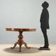 Round walnut table with marquetry of Vittorio Emanuele II