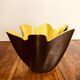 Handkerchief vase signed Elchinger. 1950s black and yellow.