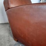 Leather club armchair, art deco