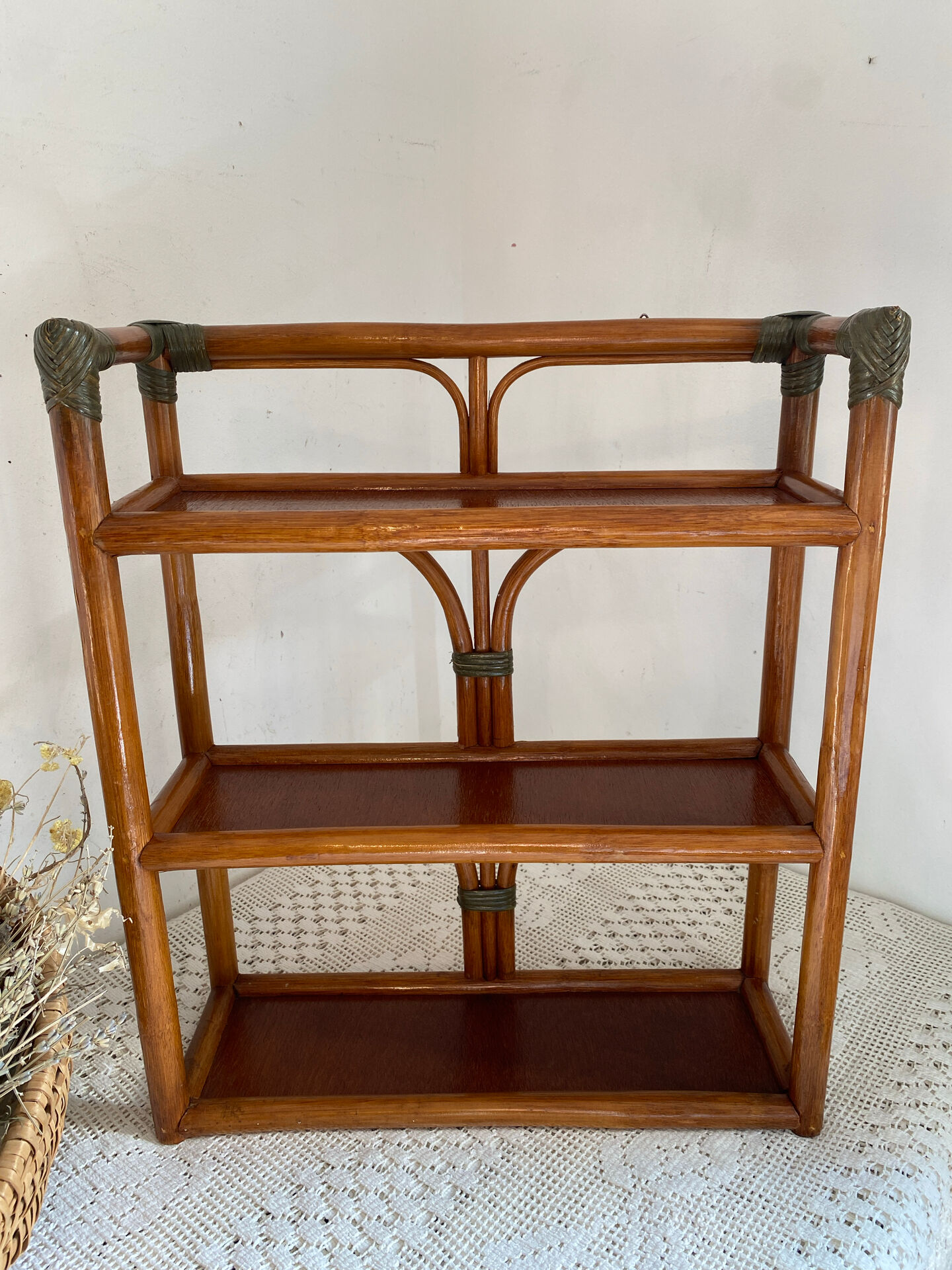 Bamboo and rattan shelf, 1970s