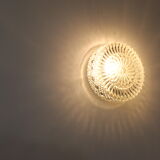 Plafonnier  round wall metal and molded glass 50s