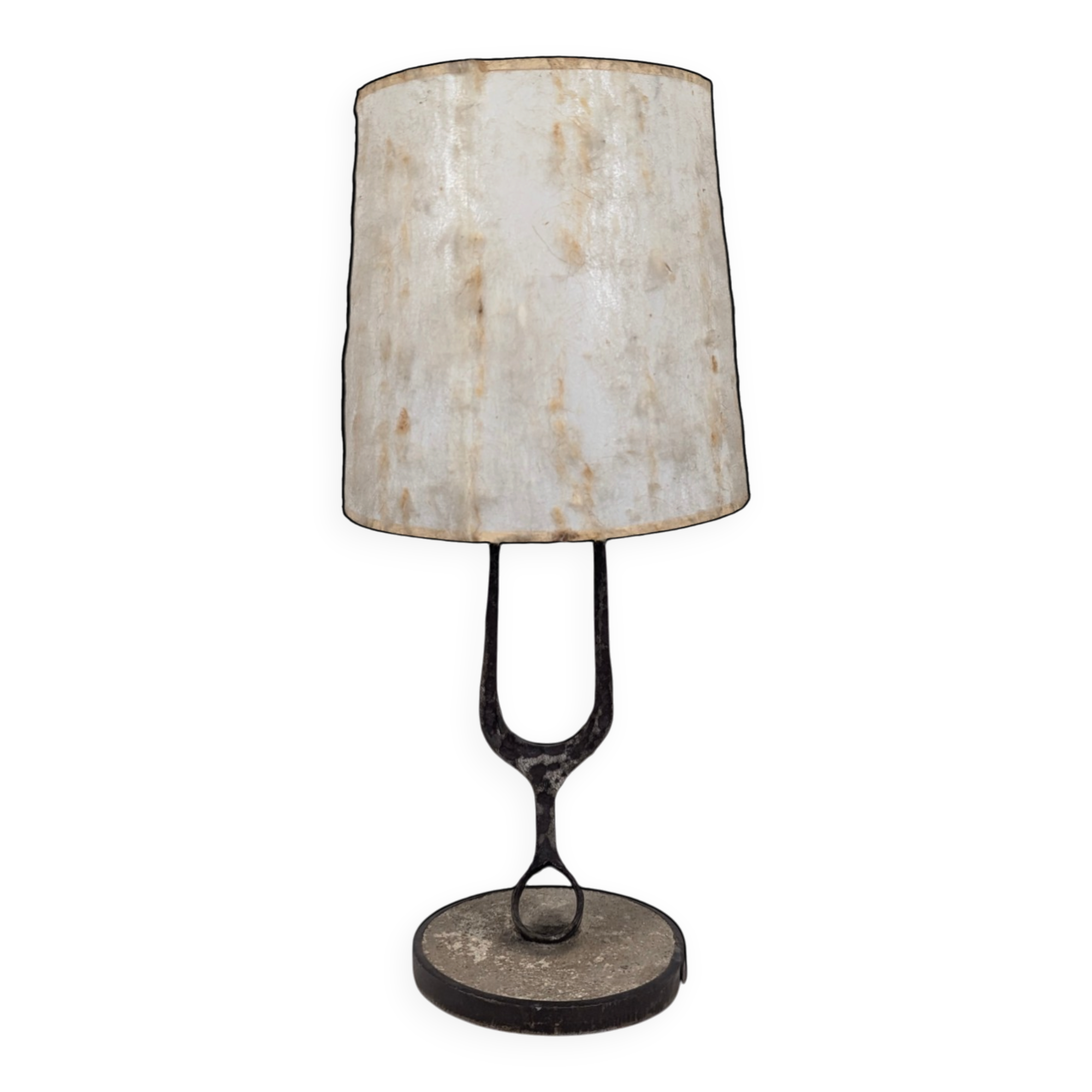 Lampe brutaliste art populaire en fer forgé