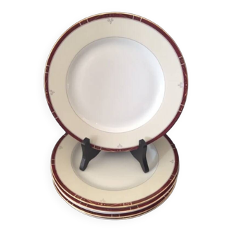 Set of 6 Deshoulieres Limoges porcelain dessert plates scala purple gold model