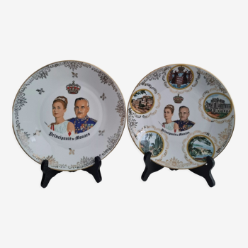 Lot deux assiettes décoratives en porcelaine Principauté de Monaco