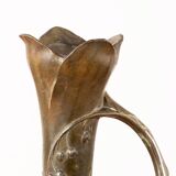 Art Nouveau vase in solid pewter with bronze patina by Louis Chalon 1910.