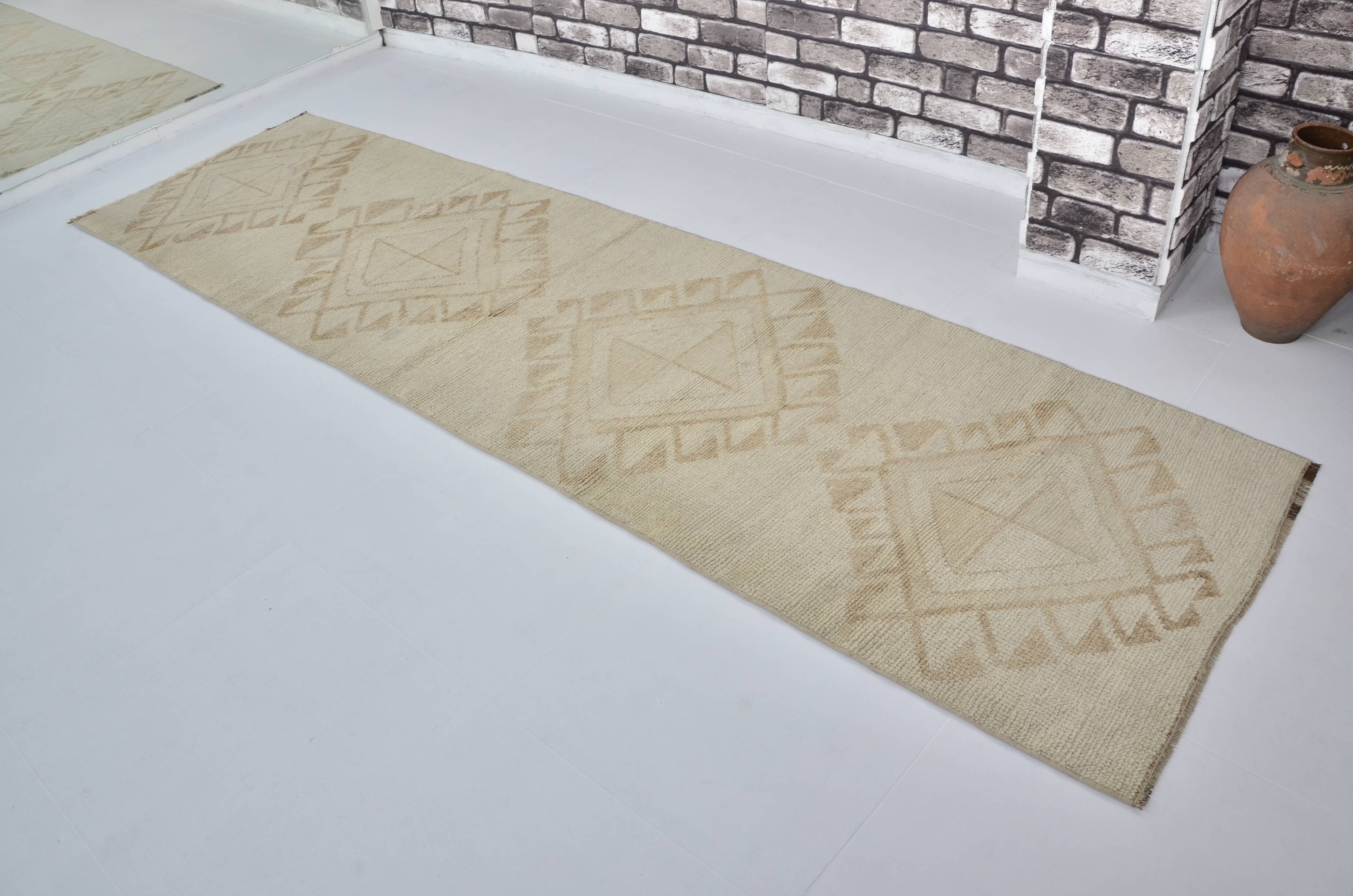 White Oushak Floral Runner Rug sku 2125