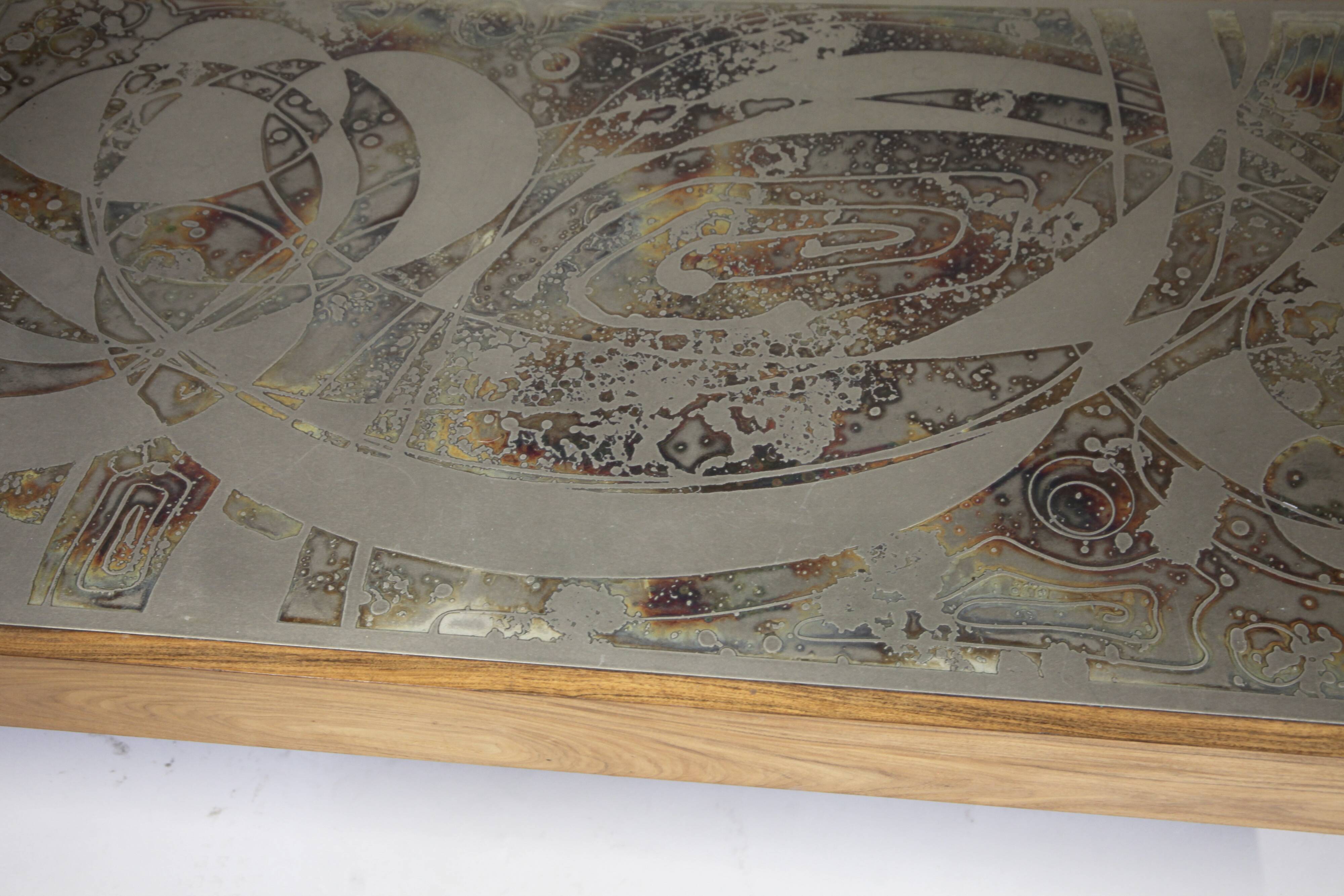 Large Etched Coffee Table by Bernhard Rohne, Germany 1960s