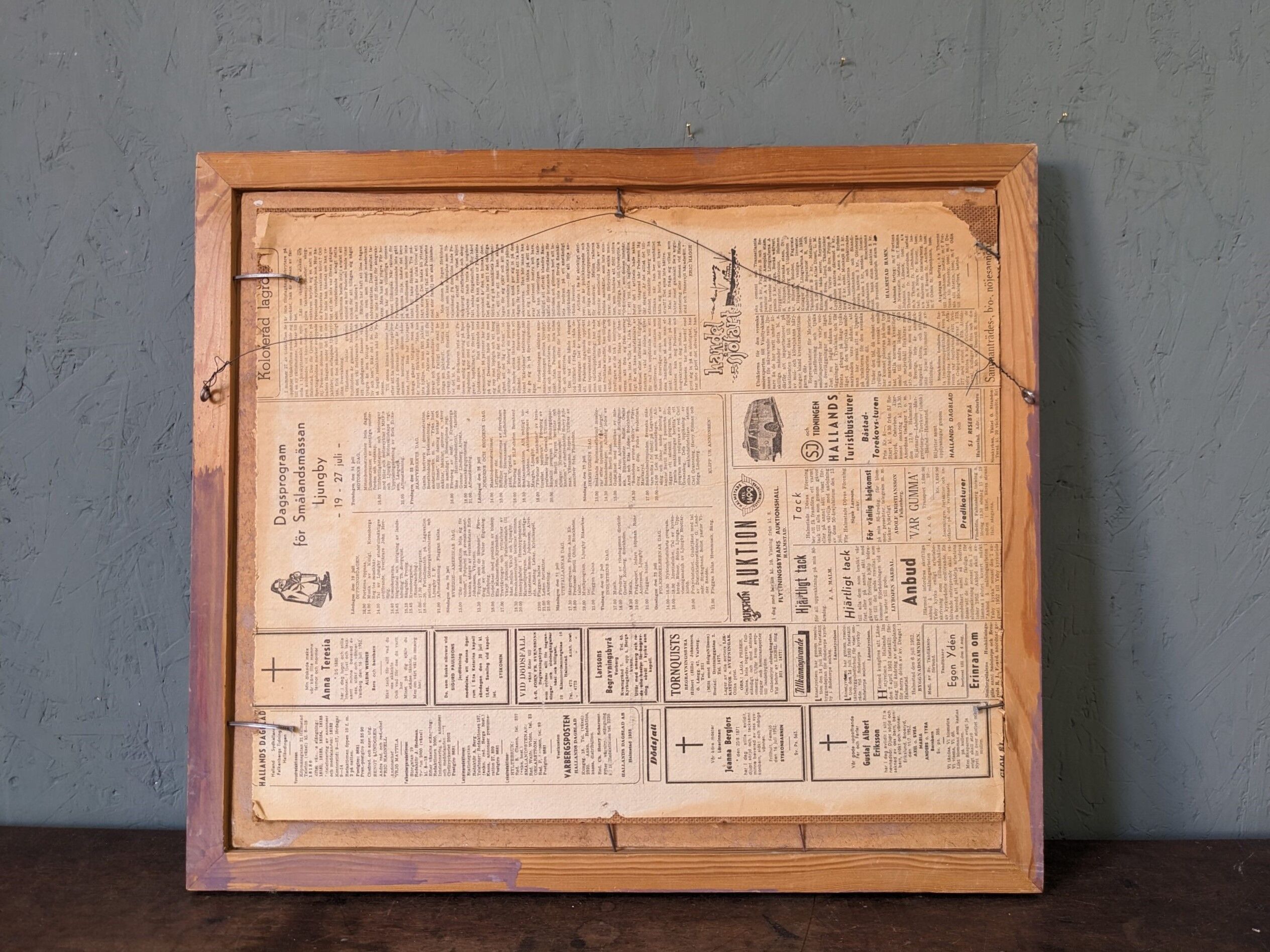 Mid-Century Modern Swedish "Lemons & Pots" Vintage Still Life Oil Painting, 1949