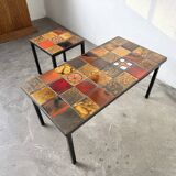 Duo de tables basses en céramique émaillée