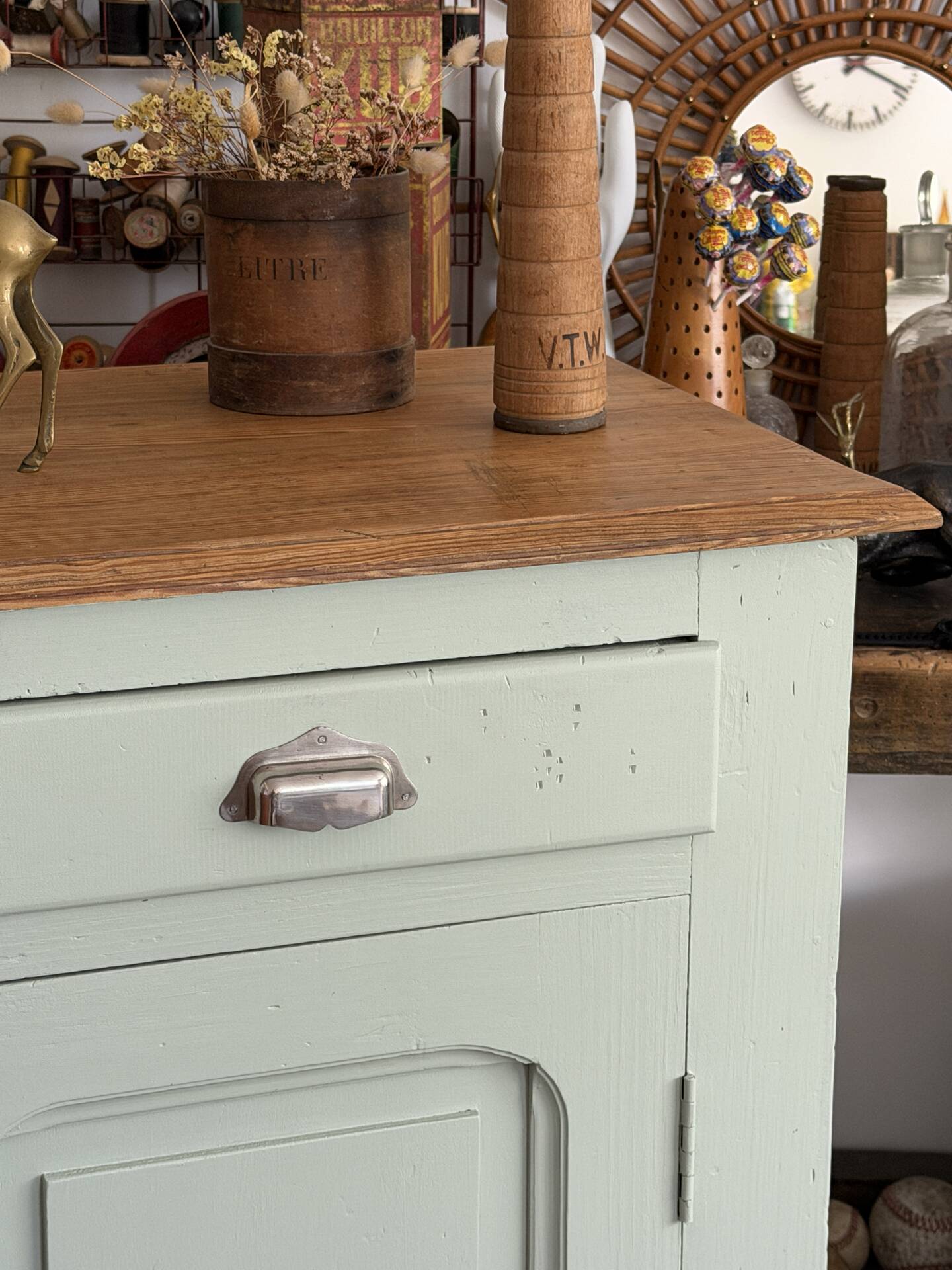 Vintage green almond Parisian buffet