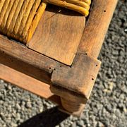 6 rustic style chairs, wood and straw, 1940