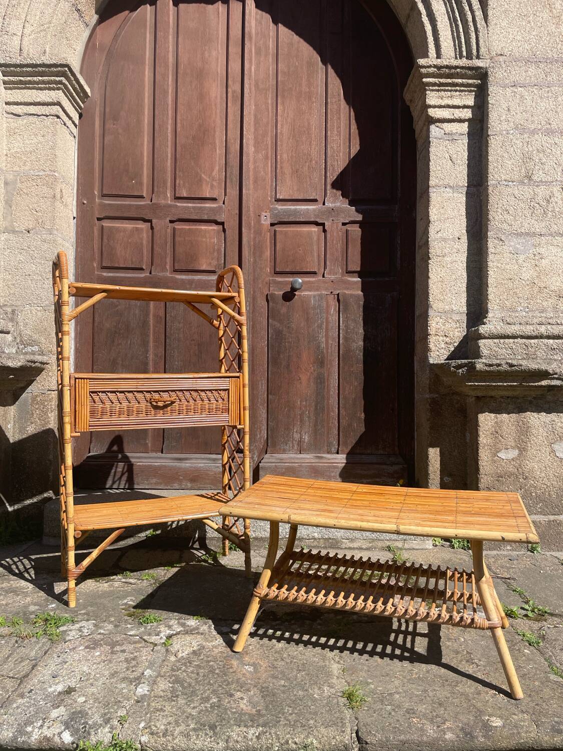 Rattan living room set, 1970s