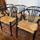 Set of 6 black wooden chairs with straw seats – Bistro style