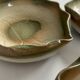 Set of 3 vintage ceramic leaf-shaped dishes, catchalls.