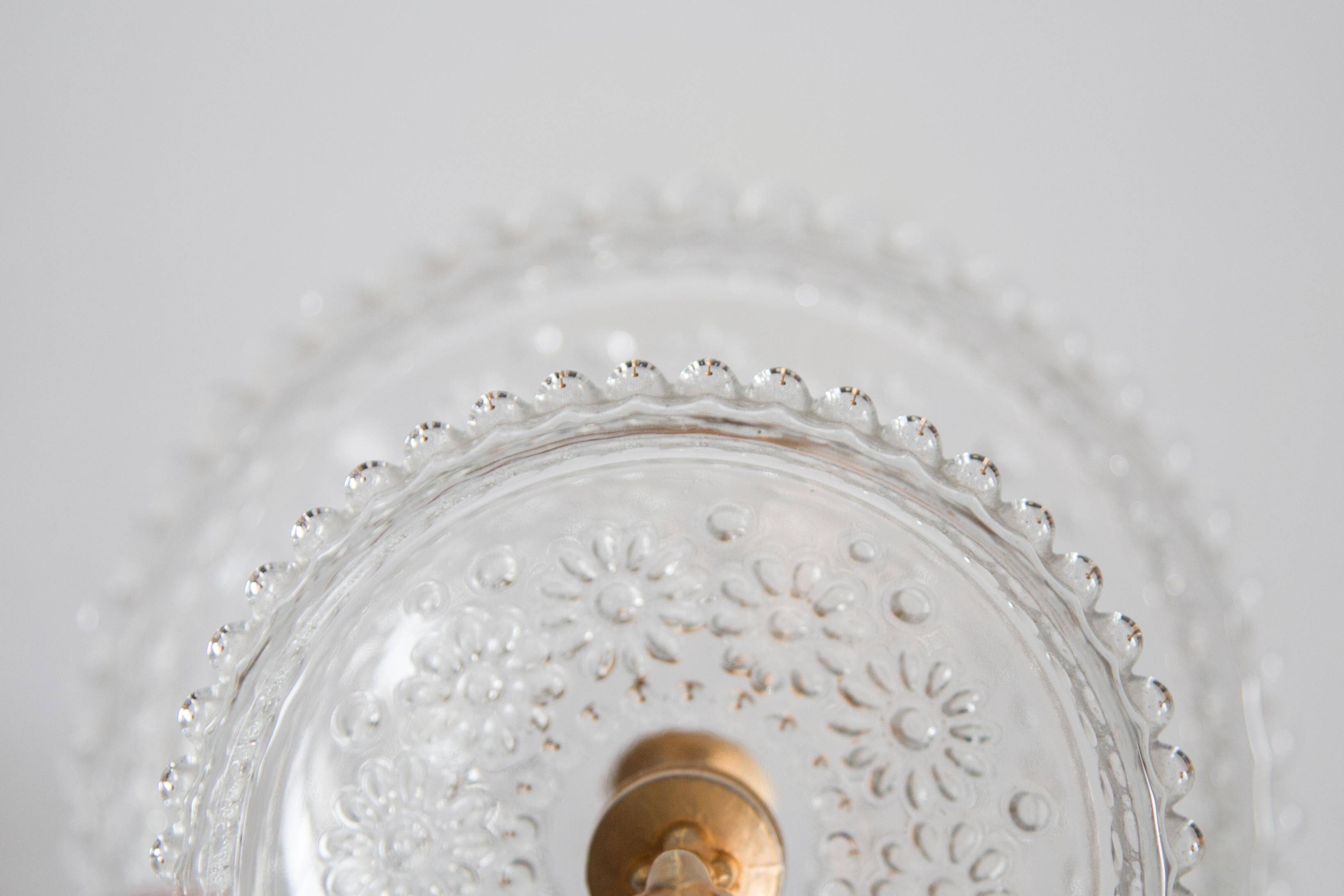 Vintage transparent crystal glass decorative plate, Italy, 1960s.