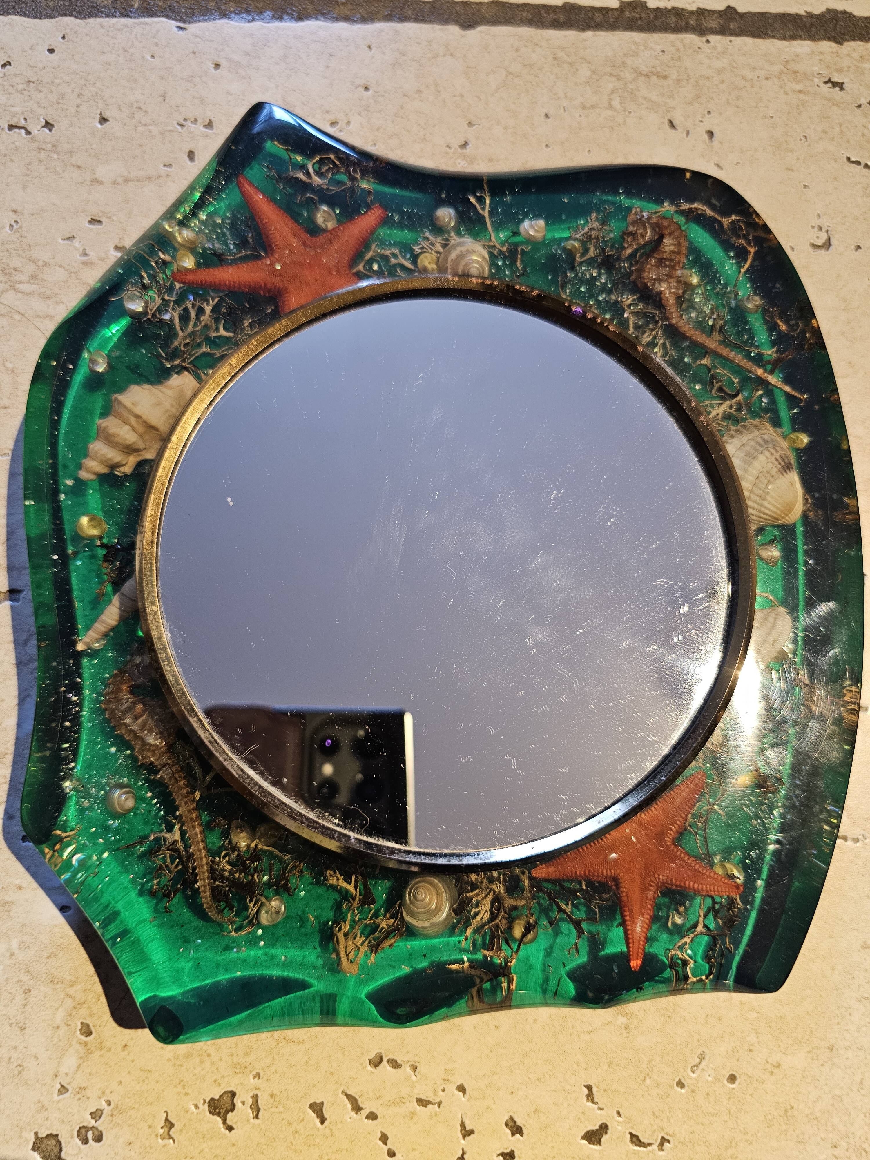 Miroir sur support résine avec inclusion