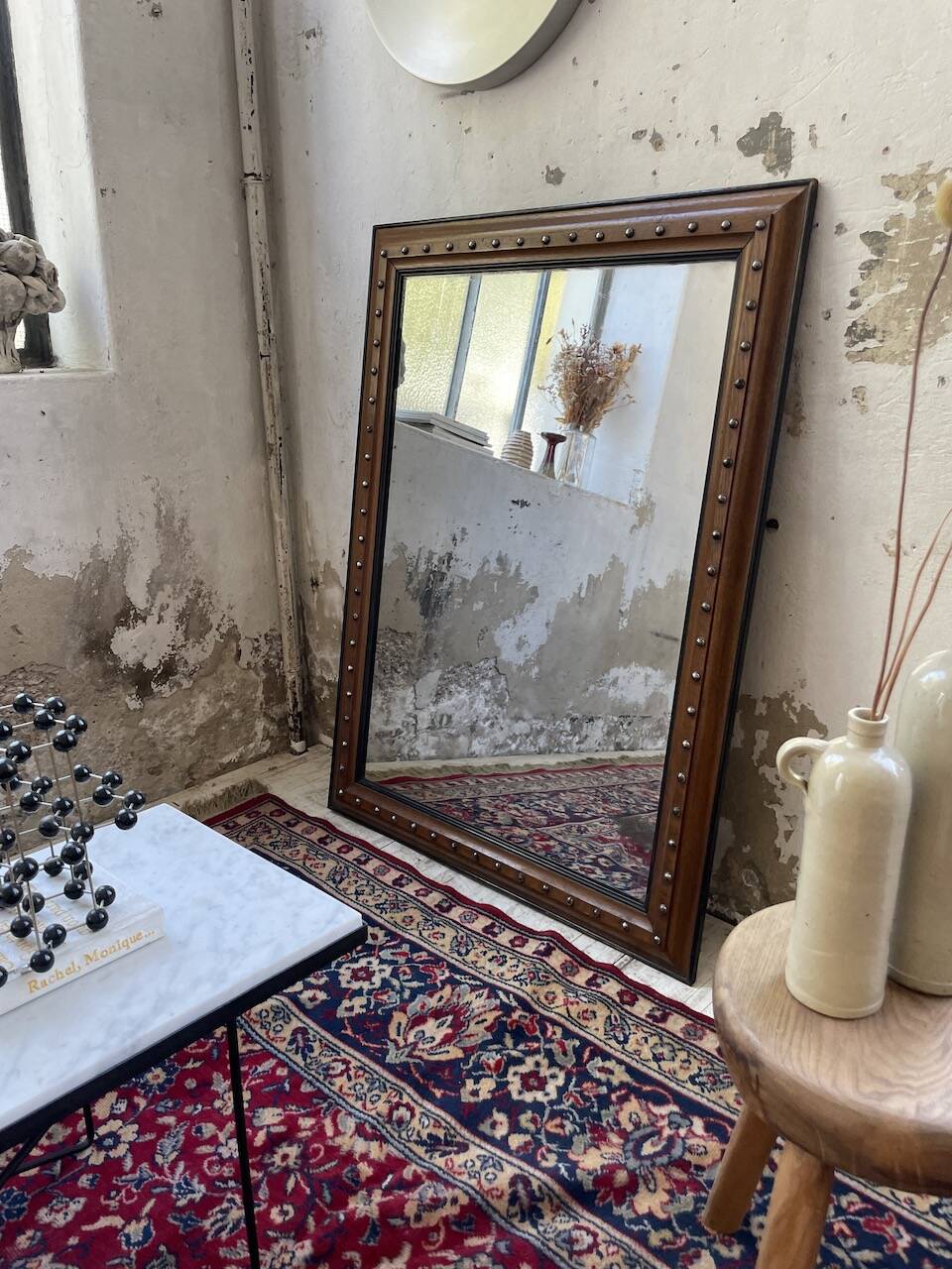 1900 wooden mirror with nails