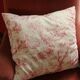 Paire Coussins Toile de Jouy rose ancienne