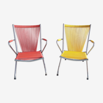 Pair of scoubidou child armchairs