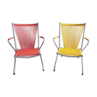 Pair of scoubidou child armchairs