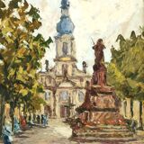 Tableau huile sur carton  signé C.Quillet