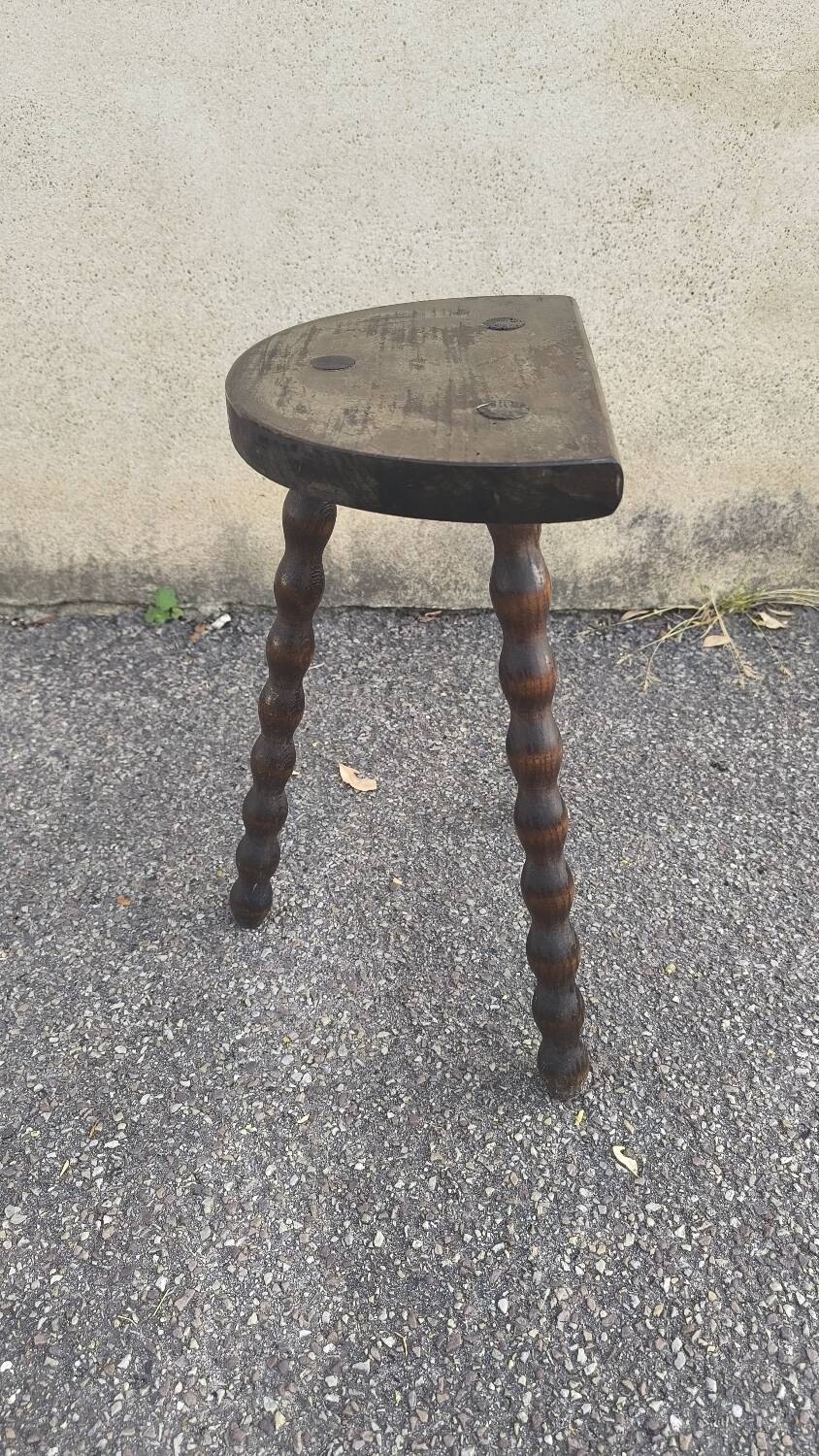 Turned wooden tripod stool 1960