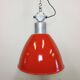 Large Red Painted Industrial Factory Lamp from Elektrosvit, 1960s