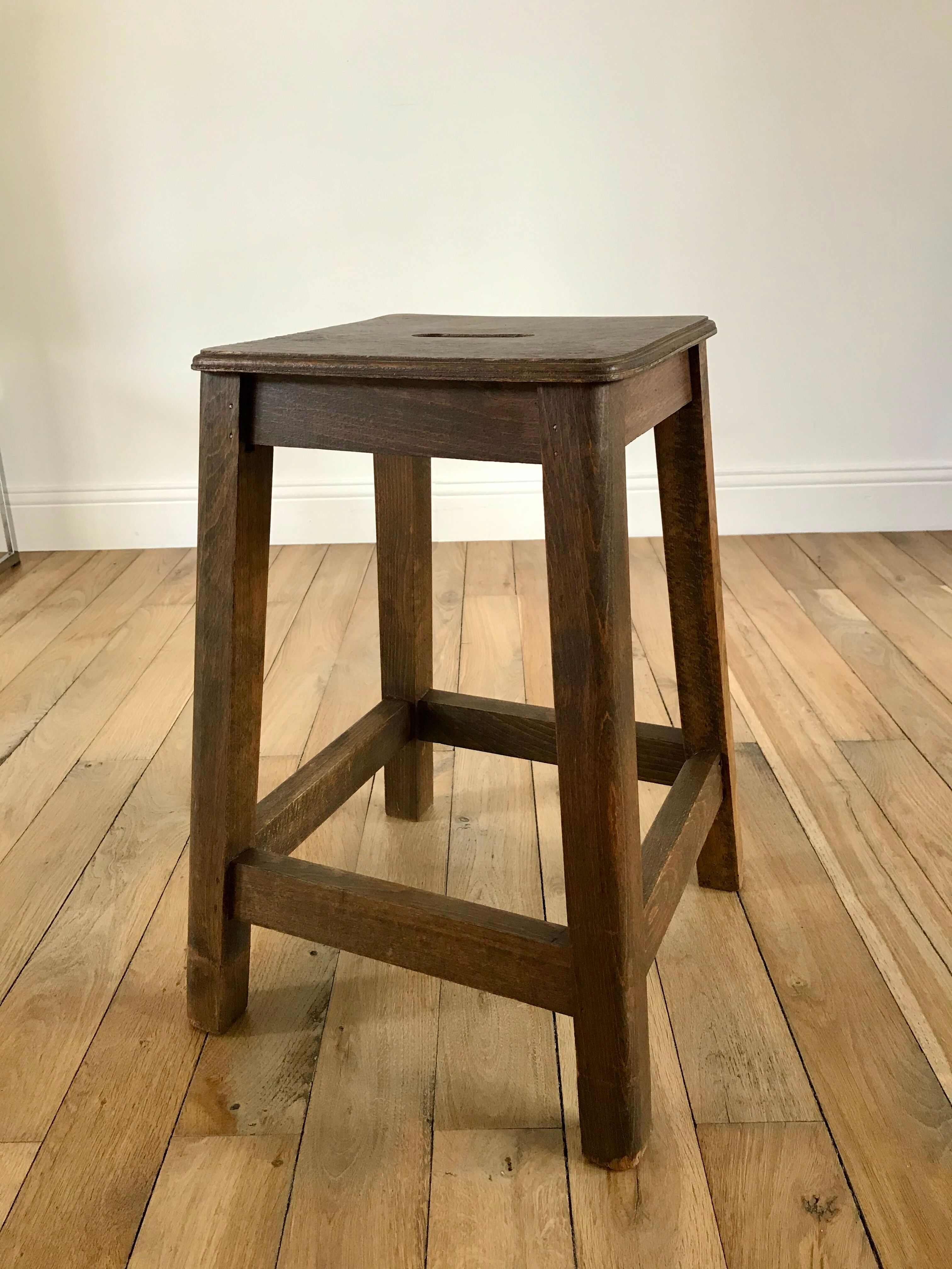 1950s wooden workshop stool