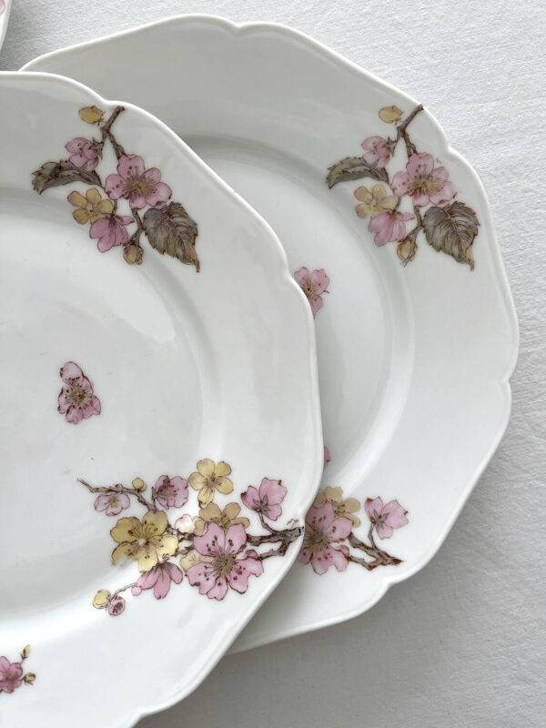 6 assiettes à dessert anciennes en porcelaine de Limoges Haviland & Co