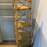 Large corner shelf on feet, rattan and wicker. Vintage