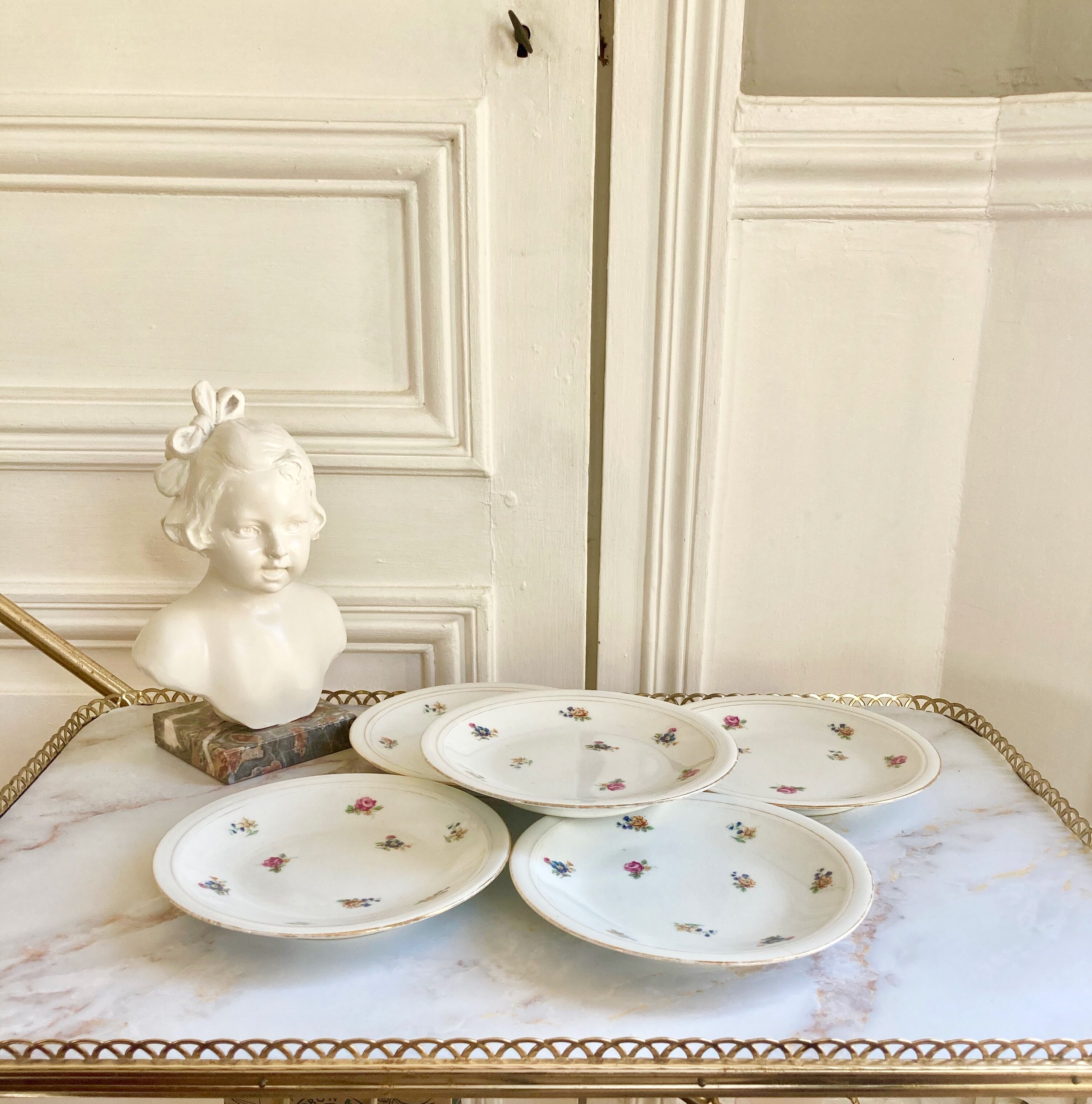 Set de 5 assiettes à dessert décor fleurs