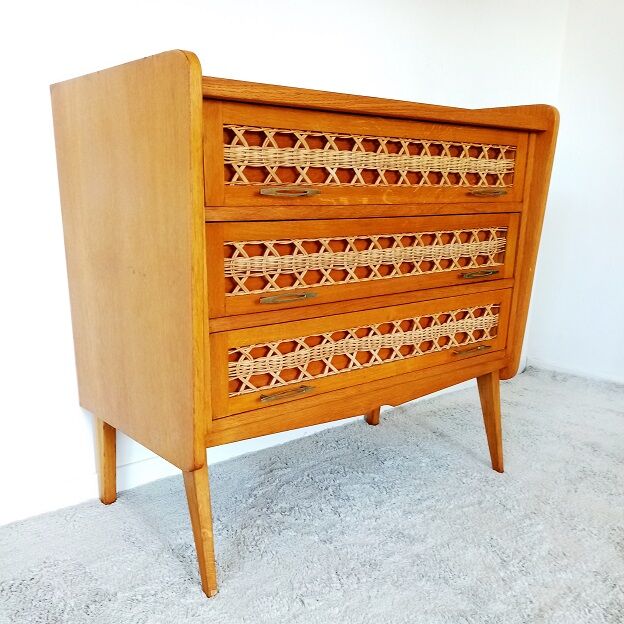 Vintage rattan dresser of 50 years